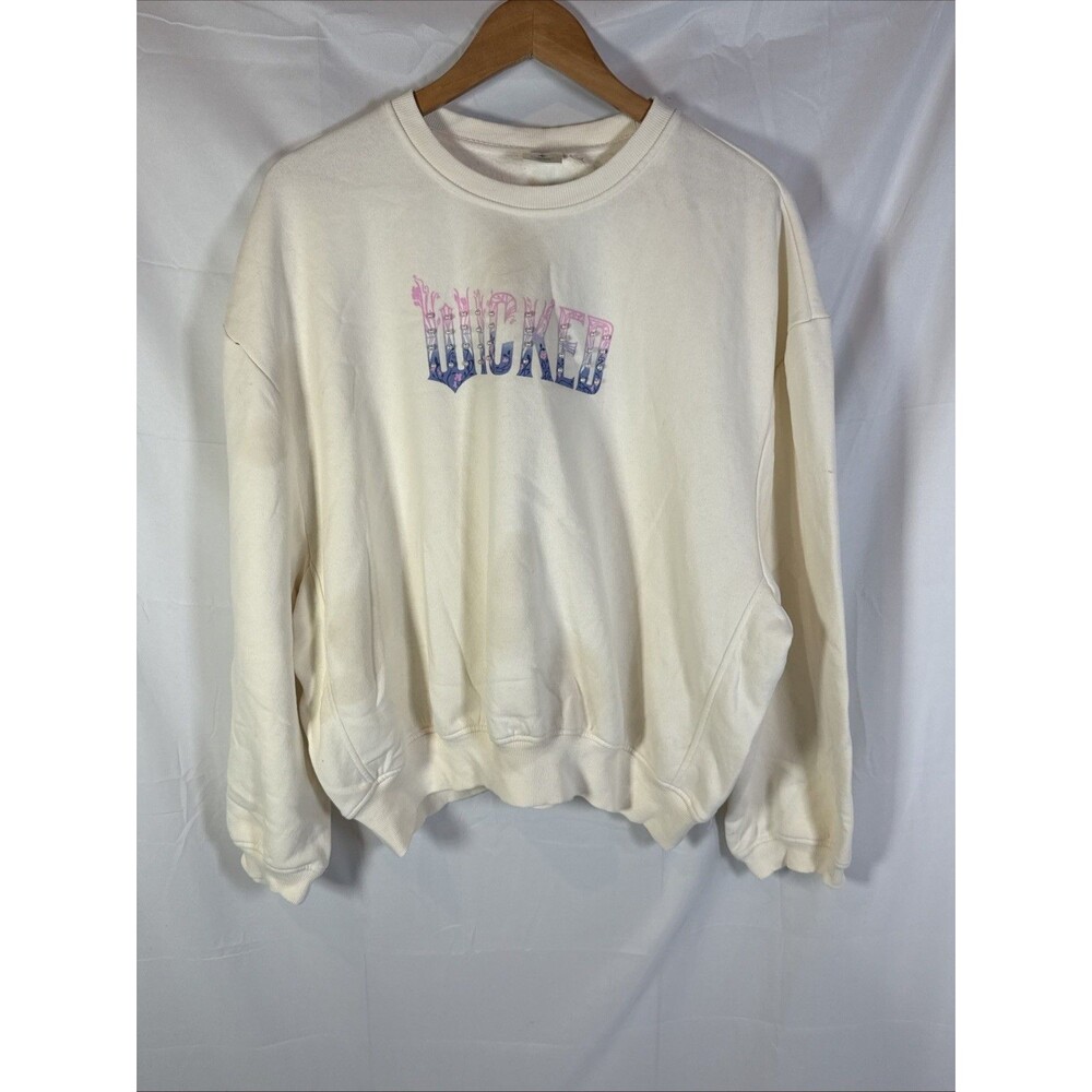 Universal Cream Sweater with Pink Wicked Design Size Medium Mad Engine